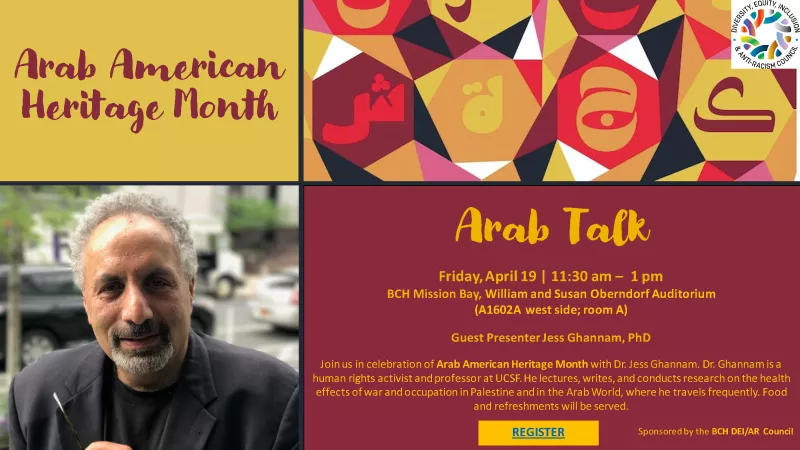 flyer with photograph of speaker with details of event time/date and location