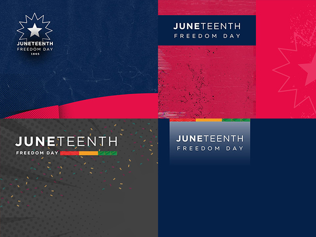 Screenshot of Juneteenth Zoom backgrounds arranged in a grid.